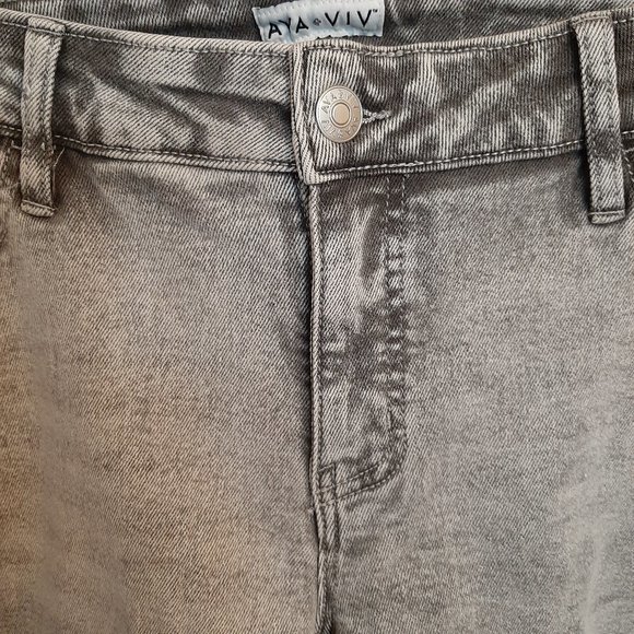 NWT!!!  Ava & Viv Acid Wash Shorts Grey - Picture 3 of 9